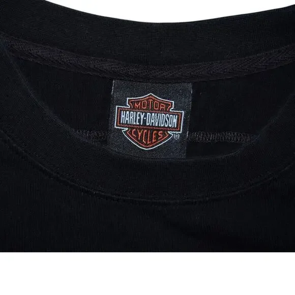 Harley-Davidson Black Skull Wings Tee – Men’s Size L/XL – Embroidered  – Vibe - Picture 3 of 5